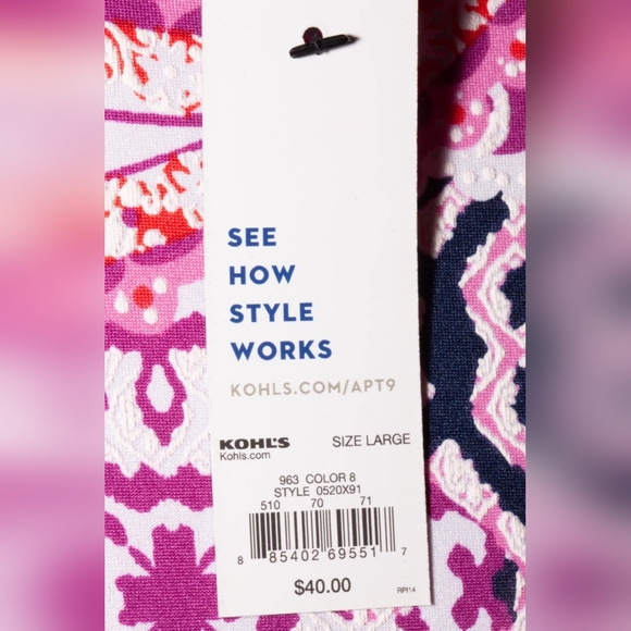 Apt 9 Paisley pull over dress with pockets size Large - Picture 3 of 8